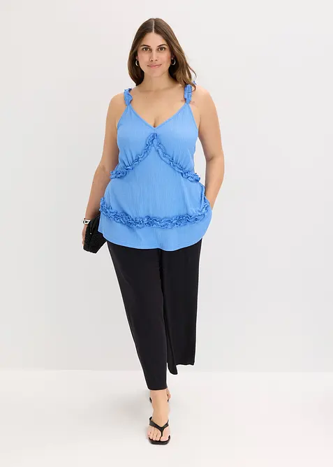 Top volanté à fines bretelles, bonprix