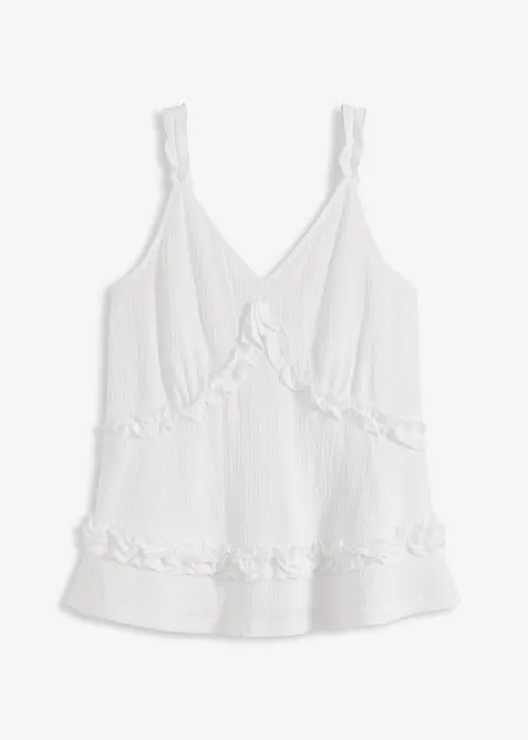 Top volant&eacute; &agrave; fines bretelles, bonprix