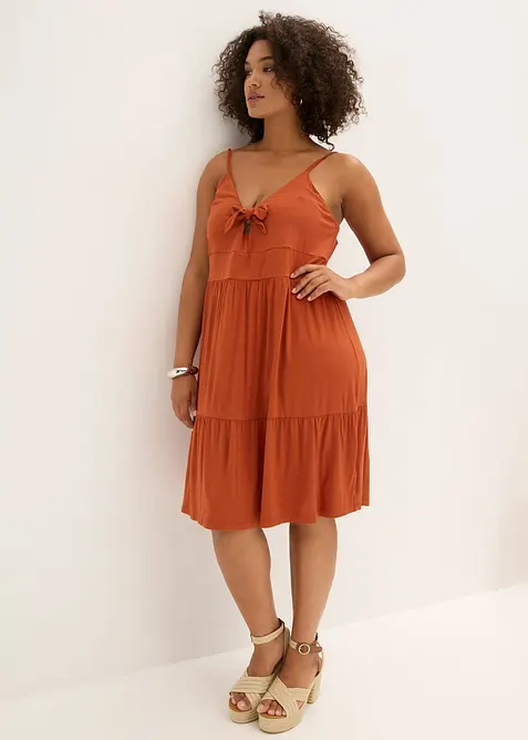 Robe à bretelles et détail noué, bonprix