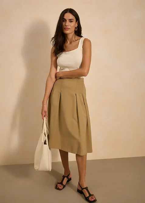 Jupe plissée en viscose mélangée, bonprix