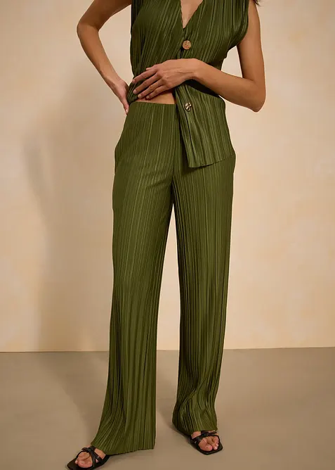 Pantalon en jersey pliss&eacute;, bonprix