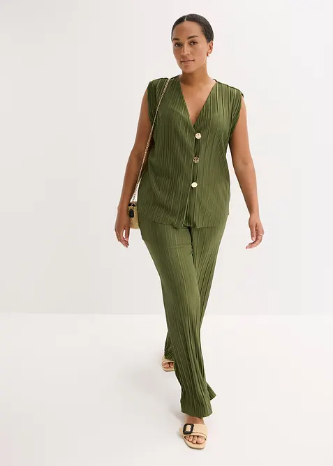 Top en jersey pliss&eacute;, bonprix