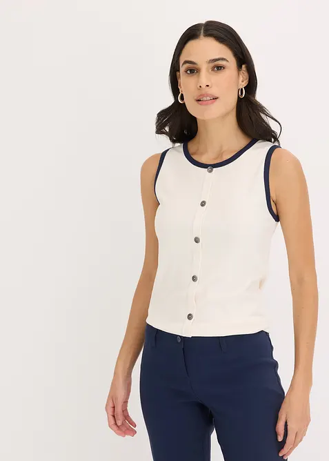 Débardeur en jersey à bordure contrastante, bonprix