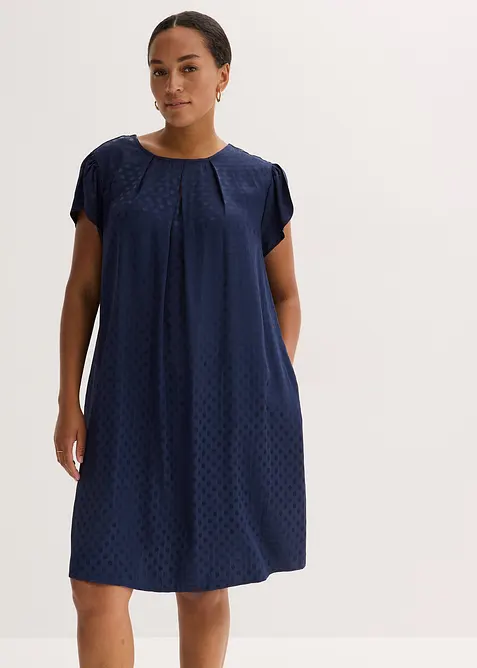Robe en jacquard avec plis plats, bonprix
