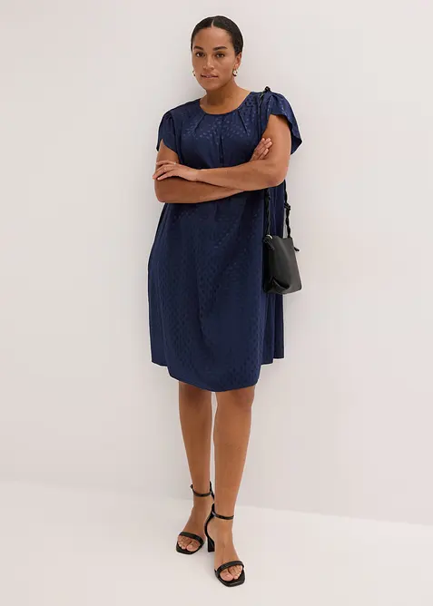 Robe en jacquard avec plis plats, bonprix