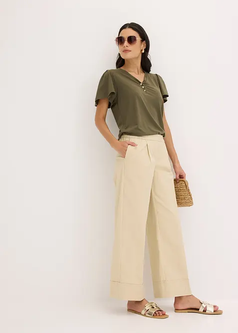 T-shirt en viscose à col boutonné, bonprix