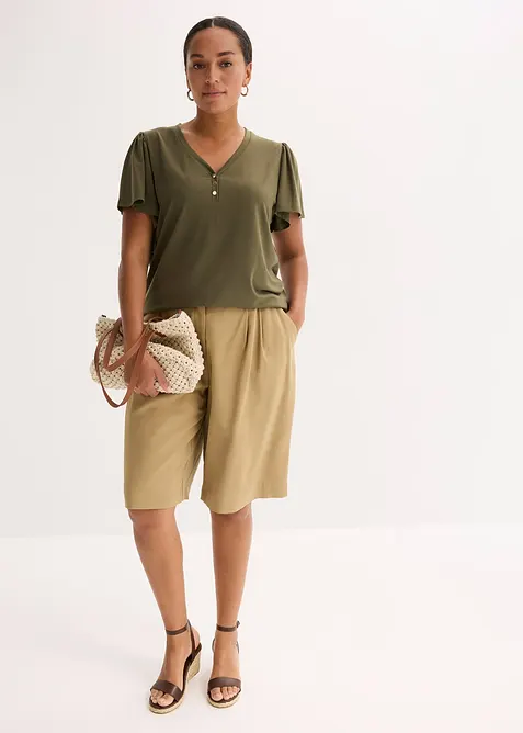 T-shirt en viscose à col boutonné, bonprix