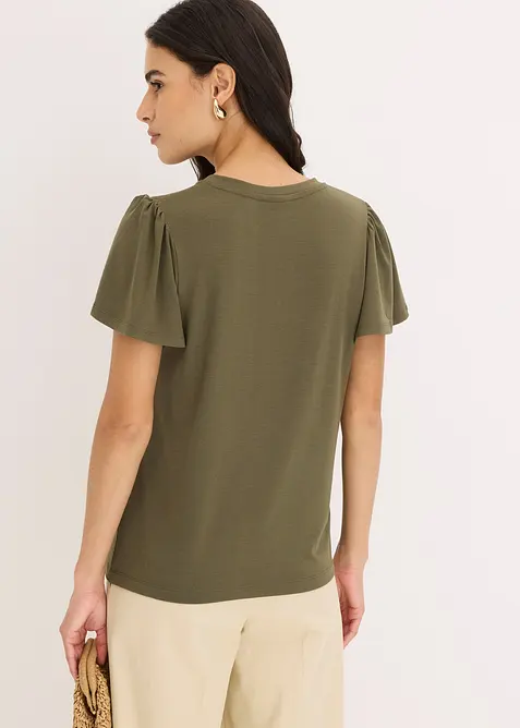 T-shirt en viscose à col boutonné, bonprix