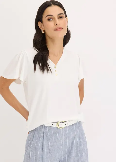 T-shirt en viscose à col boutonné, bonprix