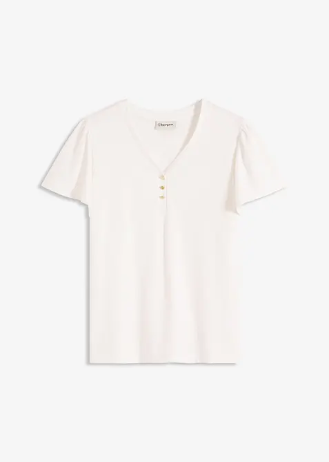 T-shirt en viscose à col boutonné, bonprix