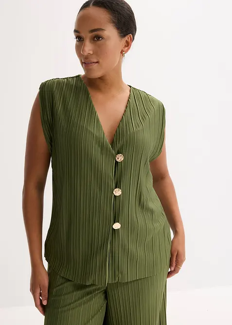 Top en jersey pliss&eacute;, bonprix