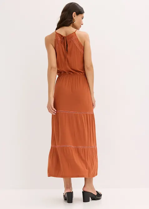 Robe longue avec empi&egrave;cements au crochet, bonprix