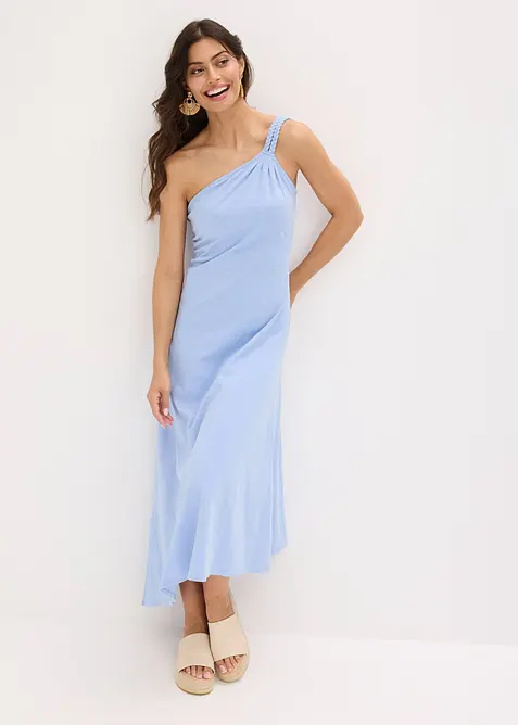 Robe en jersey coton à base asymétrique et détail nœud sur l’épaule, bonprix