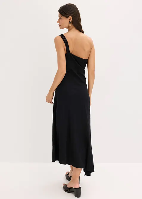 Robe en jersey coton à base asymétrique et détail nœud sur l’épaule, bonprix