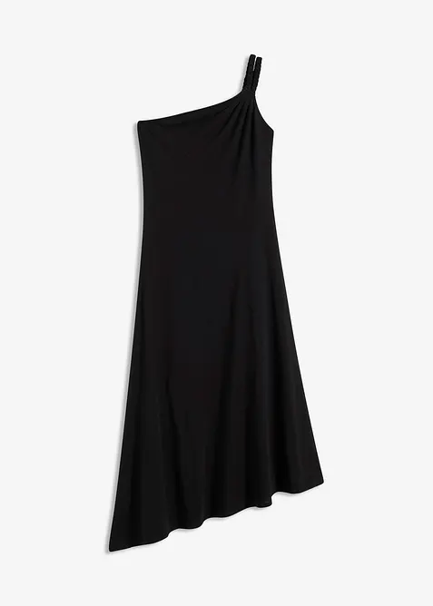 Robe en jersey coton à base asymétrique et détail nœud sur l’épaule, bonprix