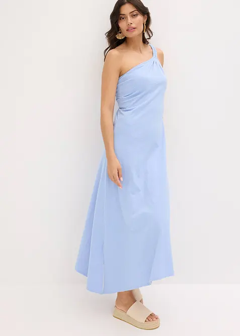 Robe en jersey coton à base asymétrique et détail nœud sur l’épaule, bonprix