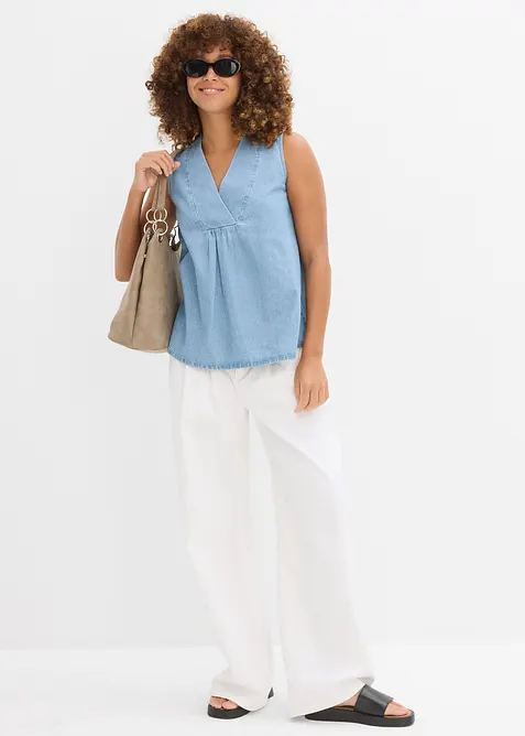 Blouse sans manches en jean, bonprix