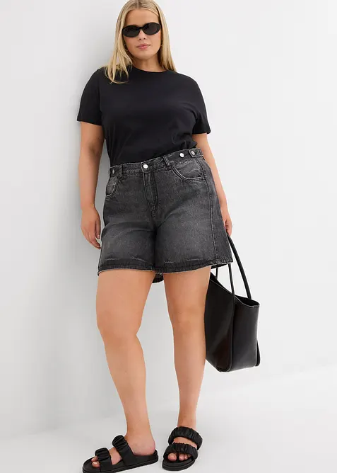 Short en jean taille mi-haute, peu extensible, bonprix