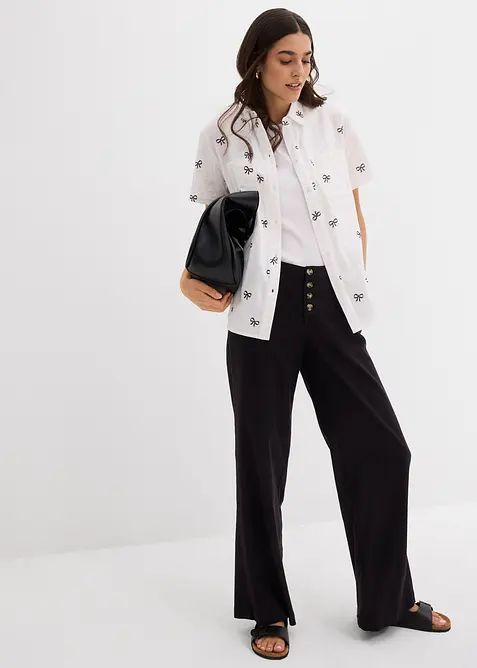 Blouse manches courtes en gaze de coton, bonprix