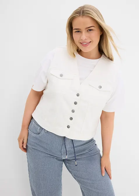 Gilet sans manches en jean extensible, bonprix