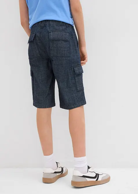 Short cargo long en chambray, Regular, bonprix