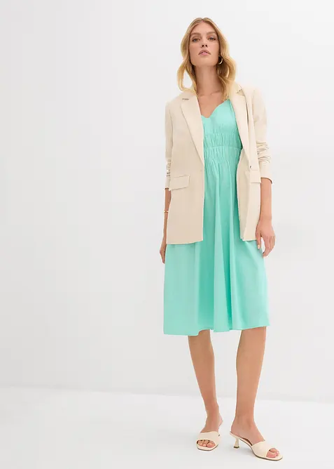 Robe midi 100% coton à fines bretelles, bonprix