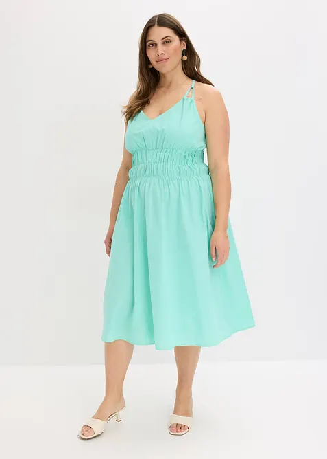 Robe midi 100% coton à fines bretelles, bonprix