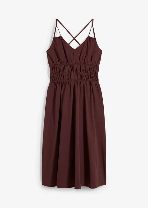 Robe midi 100% coton à fines bretelles, bonprix