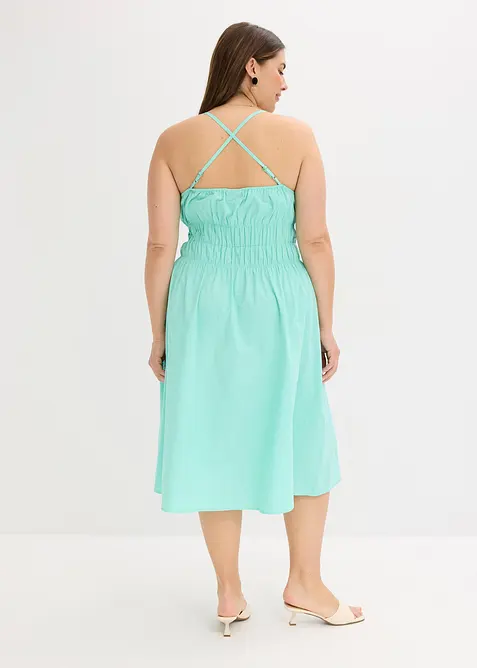 Robe midi 100% coton à fines bretelles, bonprix