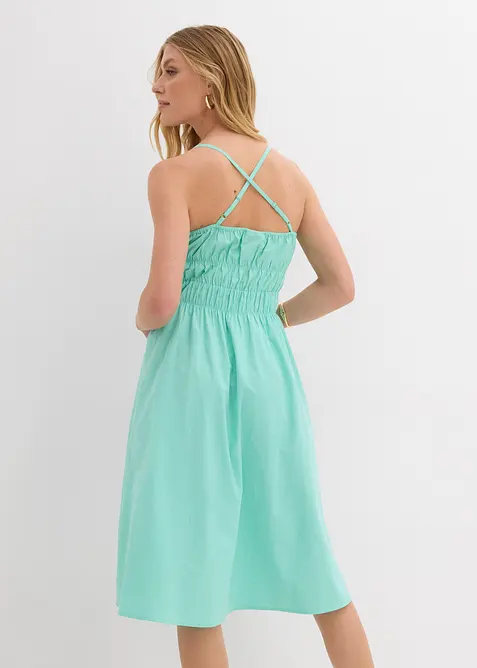 Robe midi 100% coton à fines bretelles, bonprix