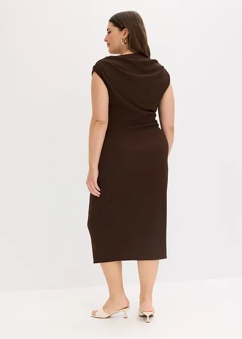 Robe midi c&ocirc;tel&eacute;e avec drap&eacute;, bonprix