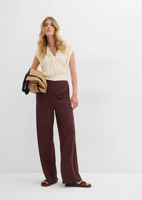 T-shirt cache-cœur en viscose mélangée, bonprix