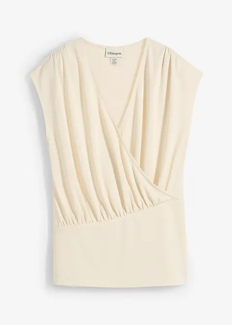 T-shirt cache-cœur en viscose mélangée, bonprix