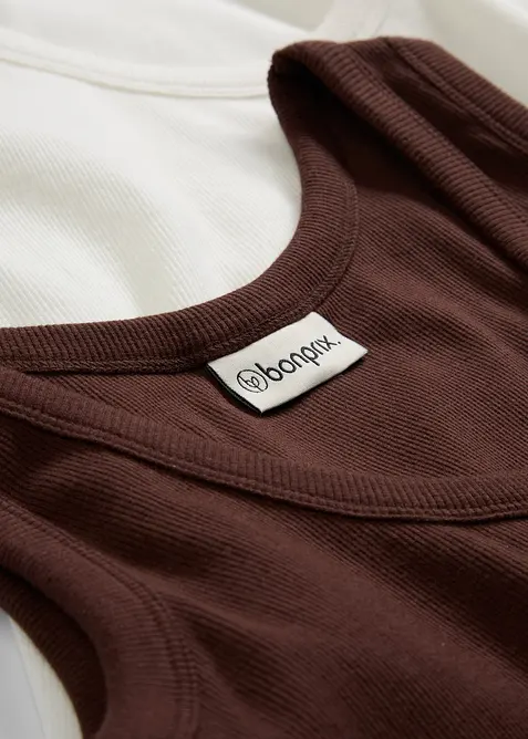 Lot de 2 d&eacute;bardeurs c&ocirc;tel&eacute;s en coton extensible, bonprix