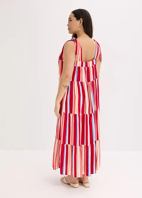Robe rayée à bretelles en viscose texturée, bonprix