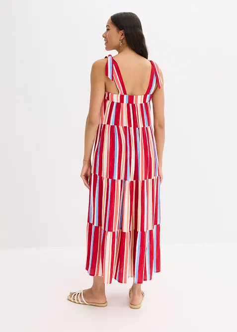 Robe rayée à bretelles en viscose texturée, bonprix