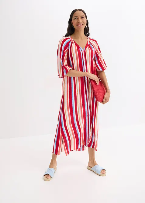 Robe caftan rayée en viscose texturée, bonprix