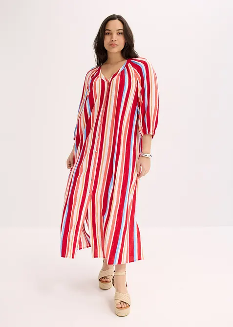 Robe caftan rayée en viscose texturée, bonprix