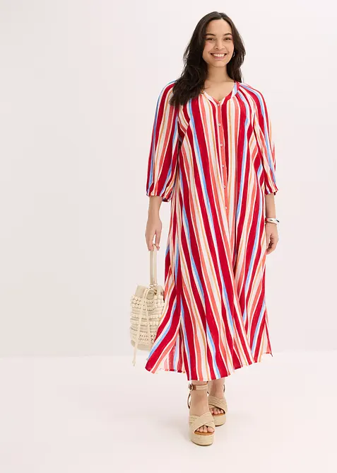 Robe caftan rayée en viscose texturée, bonprix