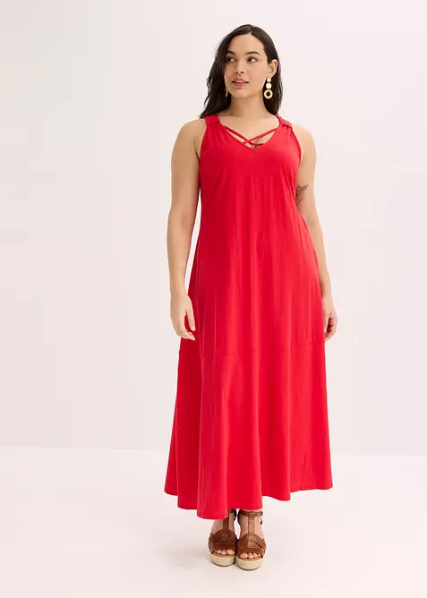 Robe longue 100% coton à bretelles, bonprix