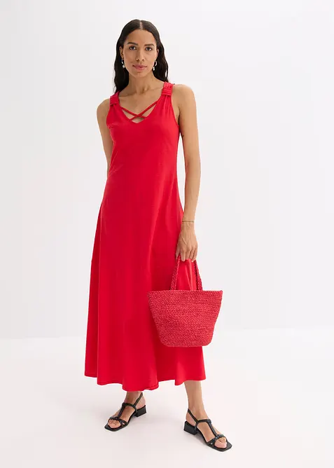 Robe longue 100% coton à bretelles, bonprix