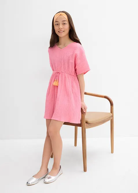 Robe caftan en coton froissé, bonprix