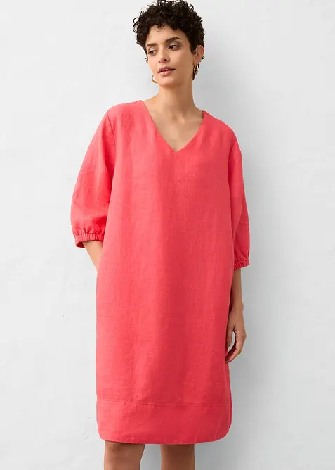 Robe 100 % lin, manches 3/4, bonprix