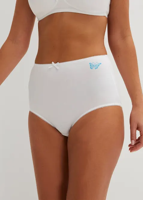 Lot de 3 slips coton taille haute, bonprix