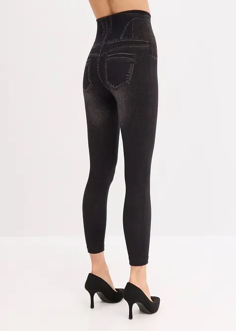Legging sculptant sans coutures aspect jean, maintien fort, bonprix