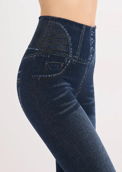 Legging sculptant sans coutures aspect jean, maintien fort, bonprix