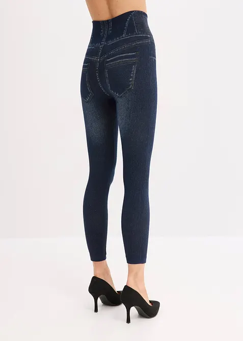 Legging sculptant sans coutures aspect jean, maintien fort, bonprix