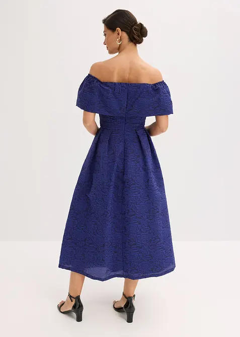 Robe à encolure Bardot en jacquard brillant, bonprix