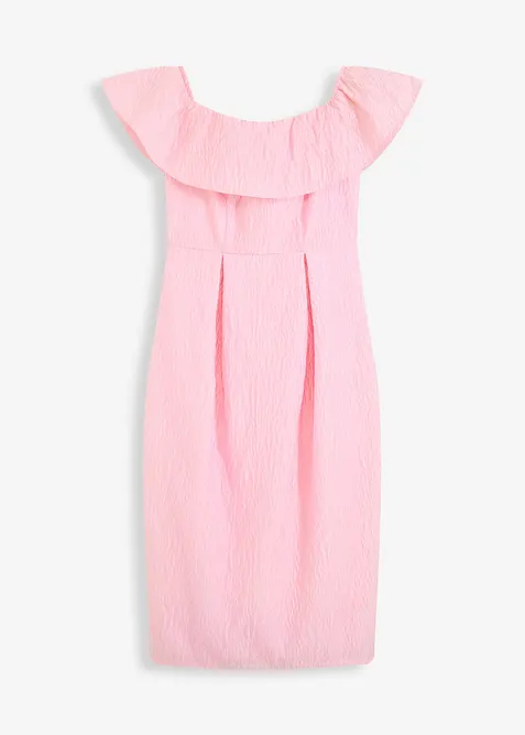 Robe &agrave; encolure Bardot en jacquard brillant, bonprix