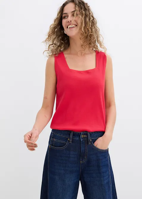 Long débardeur côtelé 100% coton, bonprix